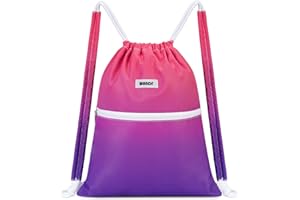 WANDF Drawstring Backpack with Shoulder Pad String Bag Sackpack Cinch Water Resistant Nylon for Gym Shopping Sport Yoga