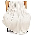 Exclusivo Mezcla Extra Large Fleece Throw Blanket for Couch, Sofa, 300GSM Super Soft and Warm Blankets, Ivory Throw All Season Use, Cozy, Plush, Lightweight, 127x178 CM