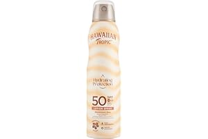 ‎HAWAIIAN TROPIC Hawaiian Tropic | Hydrating Protection Sunscreen Lotion-Spray LSF 50 UVA + UVB Schutz, 220 ml, tropischer Duft, wasserfest, vegan