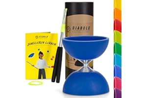 Diabolo Freizeitsport Juggling Set Basic with Diabolo (Blue), Aluminium Handsticks, Replacement Cord (160 cm), Instructions (English language not guaranteed), Gift for Children and Beginners