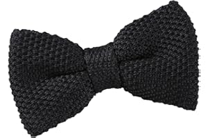 DQT Boys Knit Knitted Casual Plain Pre-tied Bow Tie