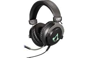 L33T Assassin's Creed Valhalla Casque de Jeu avec Microphone (PS4, Xbox One, Nintendo Switch et comme Casque de Jeu PC), Microphone avec réduction du Bruit, éclairage LED, Noir