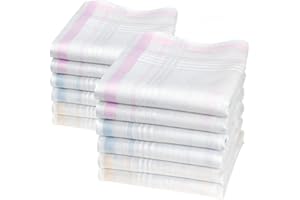 ‎MERRYSQUARE merrysquare - Damen Taschentücher - 100% Baumwolle - 28cm x 28cm - 12 Stück - LOUISE Modell