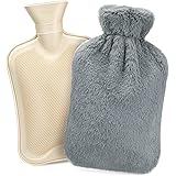 Bolsa de Agua Caliente de 2L, Dawdix Botellas de Agua Caliente con Suave Felpa Funda, Hot Water Bottle, bolsa agua caliente, 
