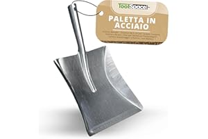 ToolSpace Paletta Metallo - Scopino 36,5 cm per Camino Carbone Sabbia e Brace - Pala per Barbecue Polverelegno Cenere Giardinaggio e Pulizia - con Manico per Giardino - Padella della Polvere