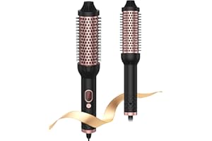 ATOPSKINS Doble PTC Cepillo Térmico 38 mm, Cepillo Caliente, Cepillo Rizador Pelo Pantalla LCD 120-210℃, Peine Redondo para Peinar el Volumen, Thermal Brush Para Mujeres(Negro)