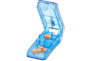 MEDCA Pill Cutter - V- Grip Pill Crusher i Cutter do witamin, Big & Small Pills, i leki - przezroczyste Pill Splitter z Pill Holder Case do podziału