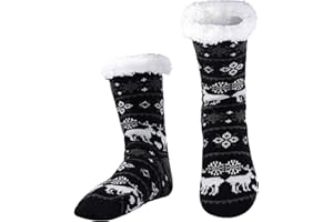 WOTENCE Chaussettes Chaussons Homme Hiver Chaudes Antidérapantes Chaussette Pantoufle Thermiques Polaire, Cadeau Noel Anniversaire