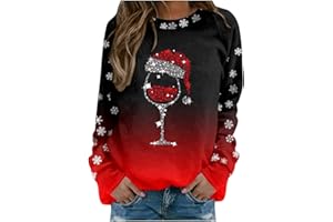Gezqieunk Christmas Jumpers for Women Uk Glitter Xmas Printed Sweatshirt Long Sleeve Crewneck Sweaters Winter Oversized Pullover Novelty Funny Graphic Tops