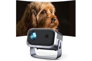 Proyector, 【±360° Rotación/Enfoque Remoto Corrección】 Proyector Portatil 18000L FHD 1080P Mini Proyector, Jimveo WiFi6 Bluetooth Proyector Portátil 4K Soporte Cine en Casa para iOS/Android/HDMI/USB