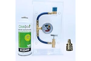 HOP PARTS Gasica 1234Yf Monodosis con Manguera y Manómetro - Gas Orgánico y Ecológico para Montaje Alternativo Aire Acondicionado de Vehículos Fabricados a partir del 2017, Aconsejamos Montaje Por un Profesiona
