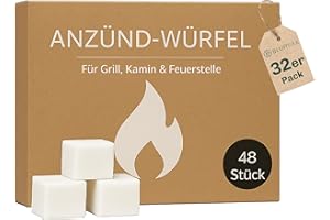 Blumixx Anzündwürfel – 32 Pakete = 1536 Würfel, Grillanzünder, Kaminanzünder und Kohleanzünder – Perfektes Grill Zubehör für Kamin und Grill, Anzünder Würfel