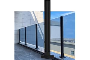 WAHHWF Poste Para Barandilla Escaleras Vidrio Abrazadera Poste de balaustrada de vidrio - Negro Acero inoxidable 304 Cubierta Grifo de valla de piscina de vidrio Abrazadera de poste de barandilla de balaustr