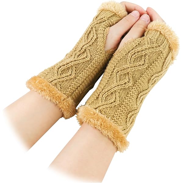 MIVAIUN 2 paar dames winter gebreide warme halve vingers handschoenen gevoerde handschoenen arm wanten handschoenen winterhandschoenen cadeau voor dames volwassen jeugd, Zwart en Grijs, 18*8 cm