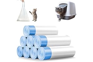 WIYETY Katzentoilettenbeutel: 160 Stück 8 Rollen Abfallsäcke 45 * 50cm Katzenklo Tüten für Katzentoiletten mit Zugband, einfache Handhabung