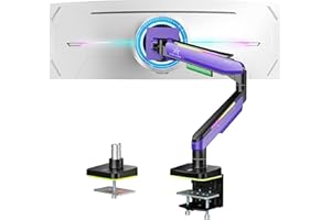 ARES WING Soporte para monitor gaming para pantallas de 17 a 49 pulgadas, curvado y ultraancho, RGB, carga hasta 20 kg, VESA 75/100 mm (morado)