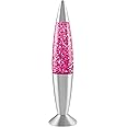 Global Gizmos 48620 16" Pink Glitter Lava Lamp/Silver Base/Retro Nostalgia/Relaxing Mood Light/Decorative Illumination