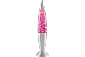 Global Gizmos 48620 16" Pink Glitter Lava Lamp/Silver Base/Retro Nostalgia/Relaxing Mood Light/Decorative Illumination