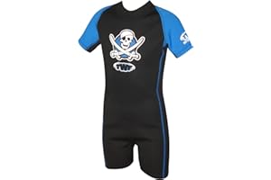 TWF Combinaison de plongée short, imprimé pirate/hippocampe, anti-UV, unisexe, pour enfants