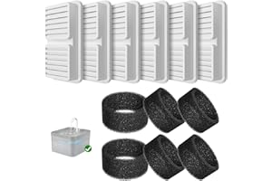 PawPoll Filtri Fontana Gatto 6pcs Filtri + 6pcs Filtri Schiuma, Filtri Fontanella per Gatti, 6 Pezzi Filtro + 6 Pezzi di Spugna