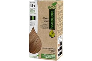 Thader Th Pharma ECO V-Color Kit de Coloración Capilar Permanente sin amoniaco 100% cobertura de canas, 120 ml (No. 8 Rubio claro)