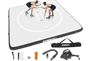 GYMMALL Inflatable Wrestling Mat, 10x10 FT Jiu Jitsu Mats PVC Gymnastics Training Mat Foldable for Home, BJJ, MMA, Martial Art, Boxing, Grappling and Judo
