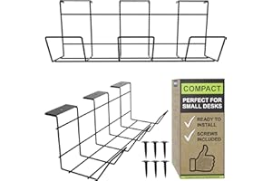 SCANDINAVIAN HUB Kabelmanagement-Ablage für die Schreibtischunterseite – Schreibtisch-Kabelhalter für das Büro und Zuhause, perfektes Stehpult, Kabel-Management-Träger (Schwarz Set 2X 30cm)