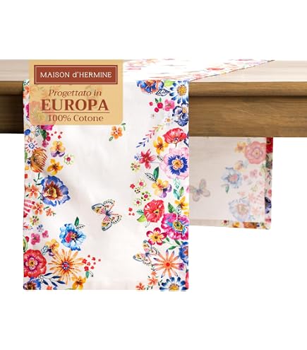 Maison d' Hermine Flower in The Runner Cotton 100% Field Table Cheap mail order