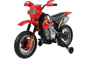 HOMCOM Moto Cross électrique Enfant 3 à 6 Ans 6 V phares klaxon musiques 102 x 53 x 66 cm Rouge et Noir