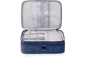 FORRICA Bolsa Cables Organizador Estuche de Electrónicos Accesorios Bolsa Viaje Universal Portable Impermeable 2 Capas para Cables USB Cargador Ratón Azul B