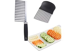 DALAETUS 2 Pcs Crinkle Cutter, Stainless Steel Potato Slicer with Wavy Blade, Potato Chipper Chip Cutter for Fruits, Vegetables