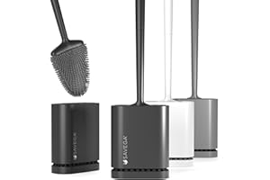 SAVEGA Czarna silikonowa szczotka toaletowa – higieniczna silikonowa szczotka toaletowa z uchwytem do montażu na ścianie – szybkoschnąca i antybakteryjna (1 opakowanie)