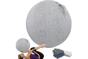 SWTKO Housse en Tissu Ballon d'exercice Housse de Protection pour Chaise Boule de Yoga Pilates Housse de Siège Ballon D'équilibre pour Bureau À Domicile avec Poignée,Gris,75CM