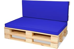‎SUPERKISSEN24. SuperKissen24. Palettenkissen Palettenauflagen Sitzkissen - 120x80 cm und Rückenlehne 120x40 cm - Outdoor und Indoor - blau