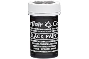 SUGARFLAIR COLOURS Sugarflair Black Edible Food Paint, for Painting Icing, Sugar Pastes, Flower & Modelling Pastes, Royal Icing, Marzipan & Buttercream - 20g