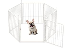 SunsGrove Indoor Dog Playpen with Wider Door, 60 cm 6 Panels Non Slip Dog Pen Indoor, Anti Rust Dogs Fence, Free and Safe Play, White