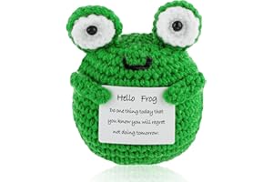 DSLSQD Mini Funny Hello Frog, 3 Inch Cute Wool Funny Knitted Positive Frog, Positive Gifts Funny Gifts Hello Frogs for Birthday Gifts Room Party Decoration Encouragement