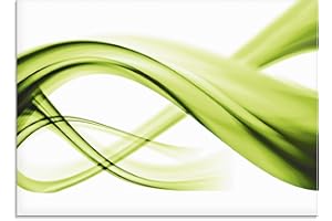 ARTLAND Küchenrückwand Glas mit Motiv Spritzschutz 70x50 cm Design Rückwand Küche Bad Modern Abstrakt Kunst Grün Abstrakte Welle S8WH