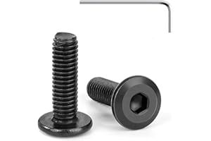 Tunejoy 20 Pièces Vis à Tête Plate M6 x 20 mm Noir Vis à Six Pans Creux en Acier Inoxydable A2 V2A Boulons de Meubles Hexagonale avec Clé Allen Filetage Complet
