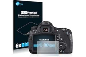 Savvies 6 Stück Schutzfolie für Canon EOS 60D Displayschutz-Folie Ultra-Transparent
