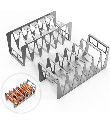 mocisa Rib-Rack Lot de 6 supports à côtes avec poignées - Outil professionnel pour griller les côtes - Acier inoxydable - Convient à un usage alimentaire - Fabriqué en Bavière - Pour