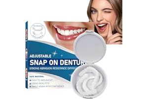 HURPAE 1 Pair Snap on Veneers Den/tures Fake Teeth,Clip in Veneers Teeth,Silicone Reline Den/ture Set,Temporary Vene/ers Te/ETH Top and Bottom Set,Adjustable Snap-On De/ntures,Tooth Repair,Comfortable