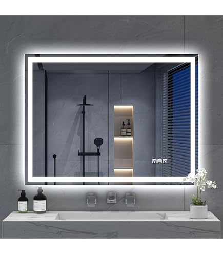 Specchio Da Bagno LED GANPE 61x81 Cm Con Bluetooth, Altoparlante E Sensore A Mano | Impermeabile IP44