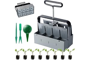 Fippy Ręczny przyrząd do blokowania gleby, 8-ogniwowy przyrząd do blokowania gleby, 5 cm, ręczne narzędzie blokujące glebę do rozpoczynania nasion, sadzenia (dwurzędowy)