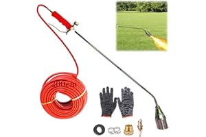 KENMOHUO New Portable Propane Torch Weed Burner Kit, 2025 Weed Torch with Turbo Trigger, 50mm Nozzle 200cm Hose Flamethrower for Flame Weeding, Roofing, Snow Melting (Red, Extra Long (50mm))