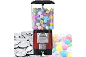 STWBHW Candy Vending Machines,Coin Operated Bubble Gum Machine,200 Empty Balls, 100 Stainless Steel Tokens,Coin Operated Gumball Bank for Toy Capsules Bouncy Balls Candy,for Game Stores(Red)