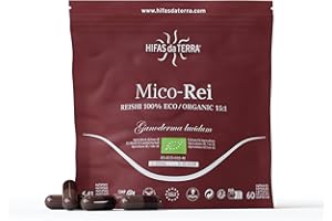 HIFAS DA TERRA - Mico-Rei Extracto Puro de Reishi (Ganoderma lucidum) extracto puro + Vitamina C natural - Extracto de Hongos - Defensas, Circulación y Bienestar Integral - Refill 60 Cápsulas