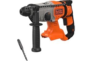 BLACK+DECKER Trapano a percussione SDS-Plus a batteria da 18 V, energia d'urto 1,2 J, 3 modalità, include punta per calcestruzzo da 6 mm e scatola del kit, BCD900B-XJ