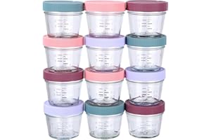 PERMUST 12 Pack Pot en Verre Bebe 60 ml Pot de Conservation Bebe avec Couvercle Hermétique Adapté au Lave-vaisselle,boîtes de conservation pour nourriture pour bébé