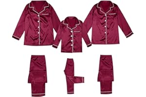 GENERISCH Weihnachtspyjama Familie Set, Seiden Pyjama-Set für Paare langärmliges Seidiges Pyjama Sets Weihnachts Pyjama,Weihnachten Schlafanzug Familie,Matching Christmas Pyjama für Herren Damen Kinder Baby